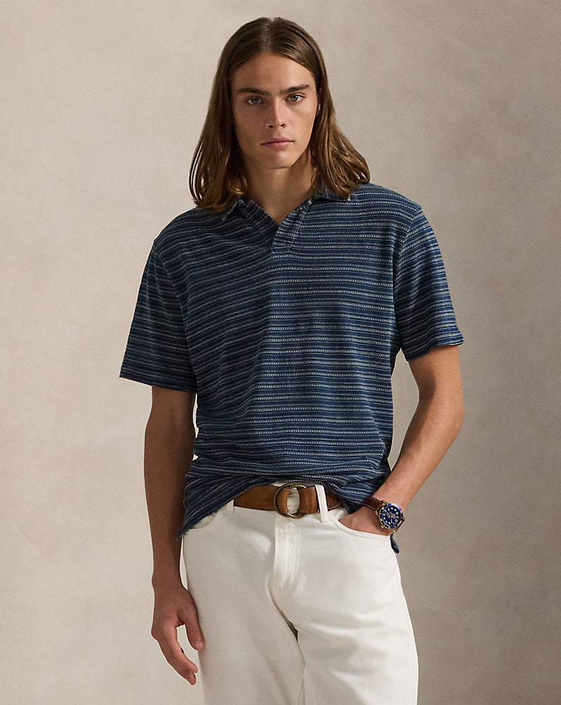 Standard Fit Striped Jersey Polo Shirt Dark Indigo Txt Stripe