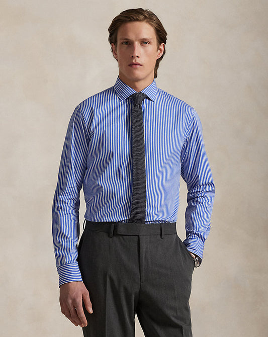 Custom Fit Striped Poplin Shirt Blue/White