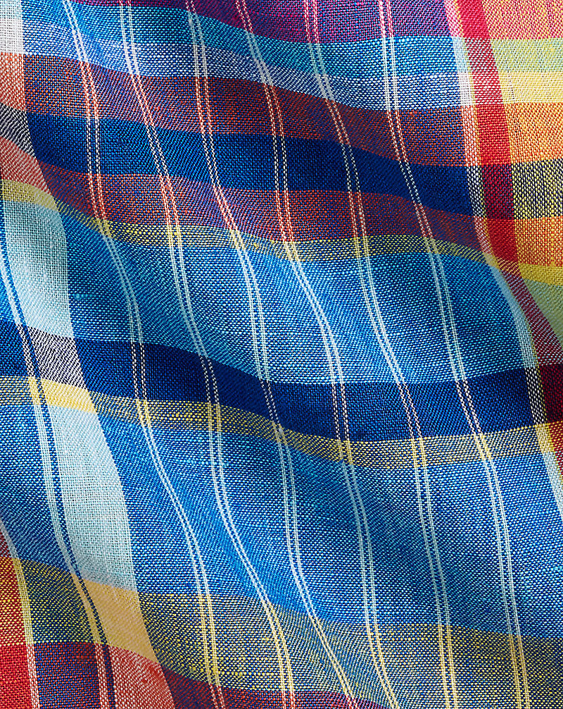 Classic Fit Plaid Linen Workshirt Red/Yellow Multi