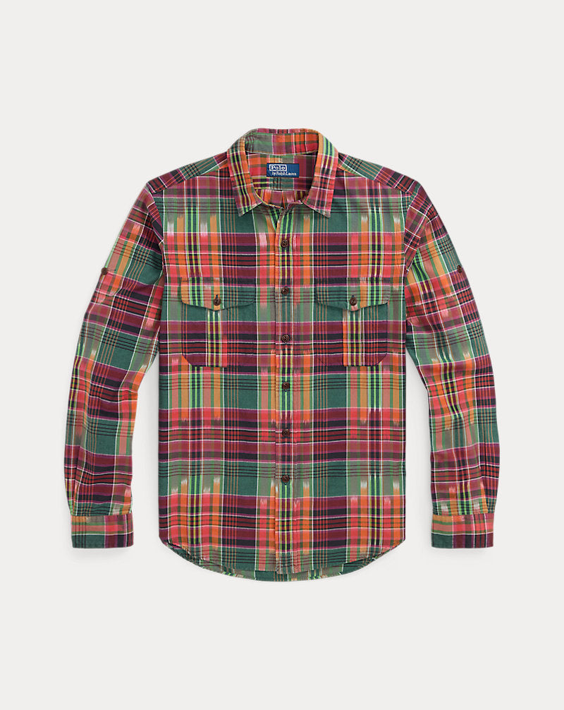 Classic Fit Madras Workshirt Green/Red Multi