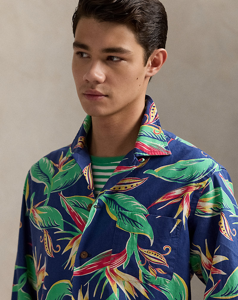Classic Fit Floral Flannel Camp Shirt 6614 Bird Of Paradise Flo
