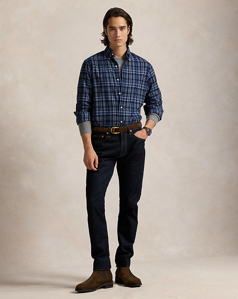 Custom Fit Plaid Performance Twill Shirt Blue Multi