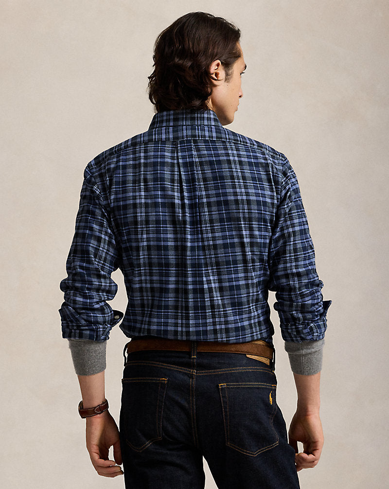 Custom Fit Plaid Performance Twill Shirt Blue Multi