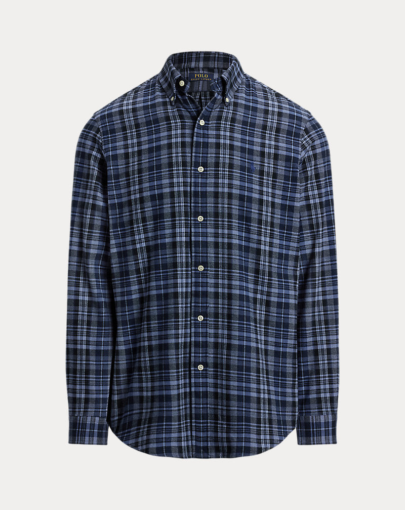 Custom Fit Plaid Performance Twill Shirt Blue Multi