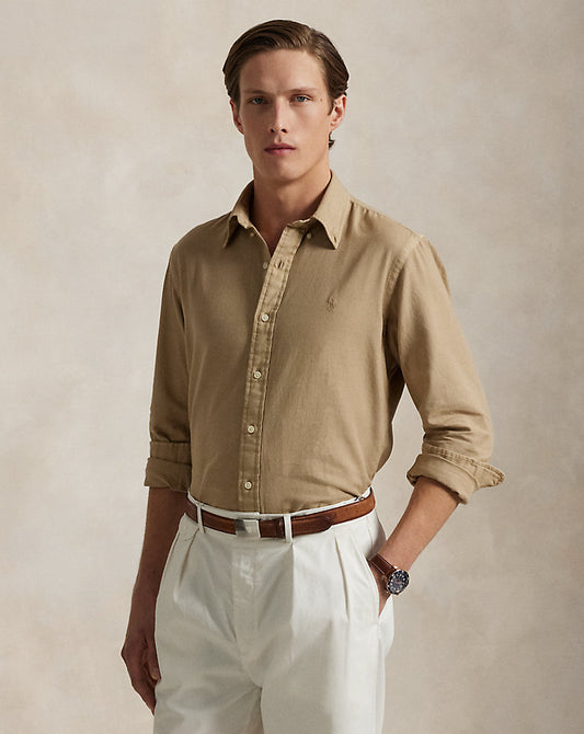 Custom Fit Garment-Dyed Dobby Shirt Surrey Tan