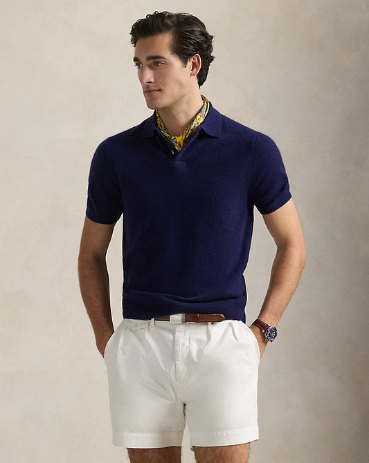Cashmere Polo-Collar Jumper Bright Navy