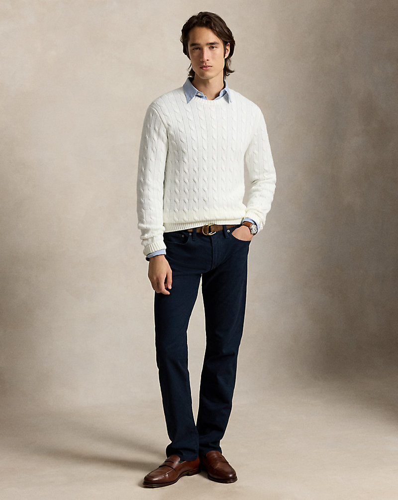 Cable-Knit Cotton Crewneck Jumper Deckwash White