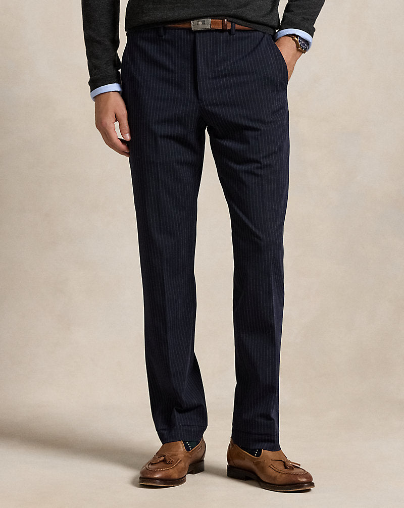Straight Performance Twill Trouser Navy Pinstripe