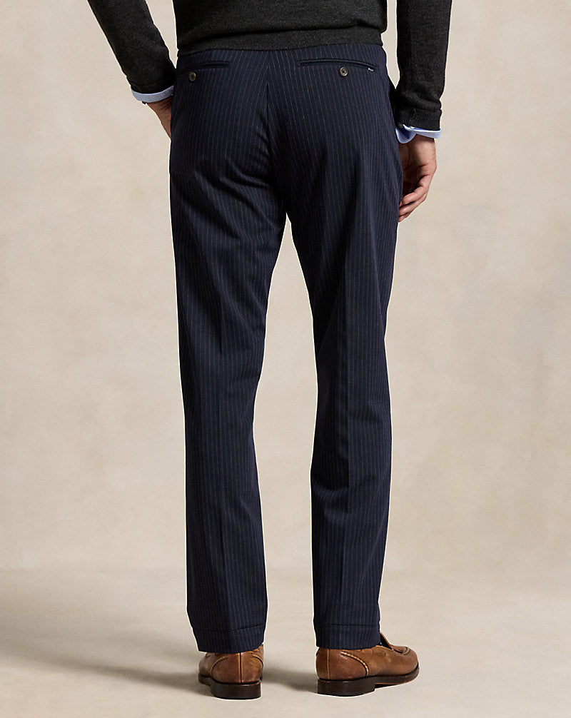 Straight Performance Twill Trouser Navy Pinstripe