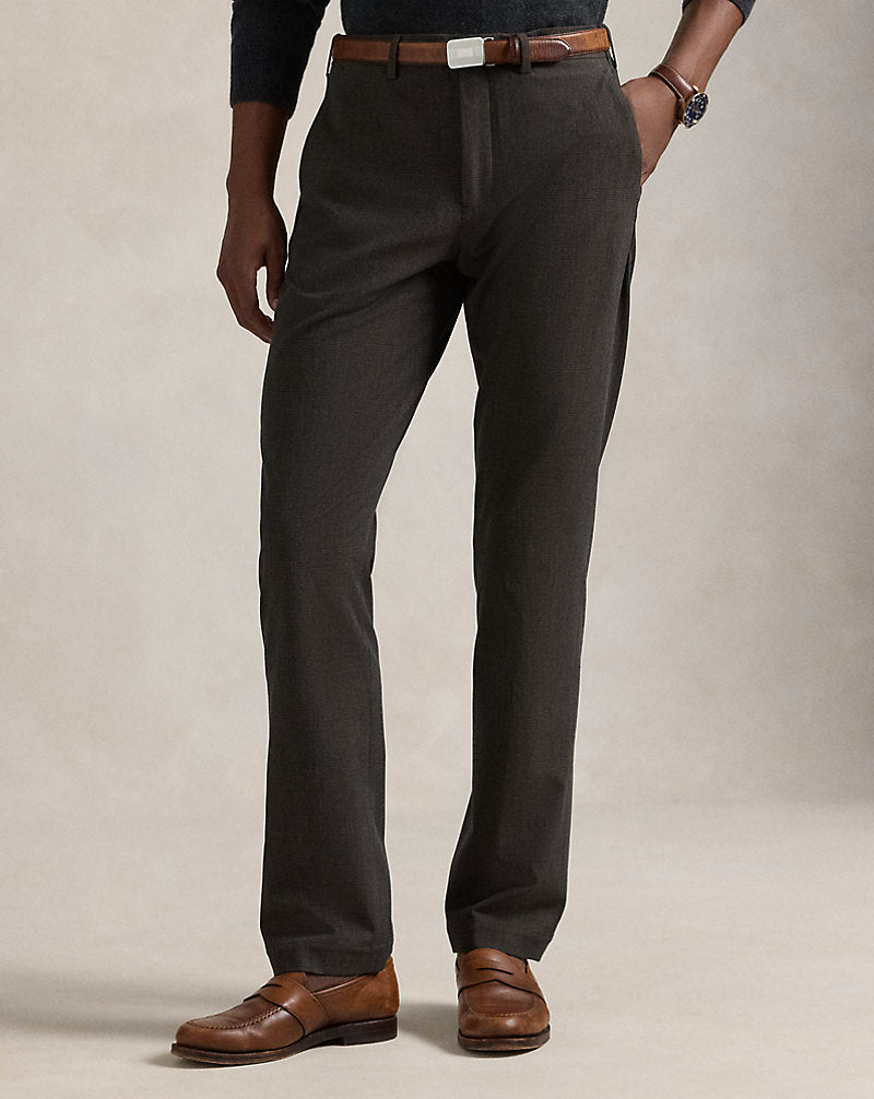 Slim Fit Performance Twill Trouser Brown Glen Plaid