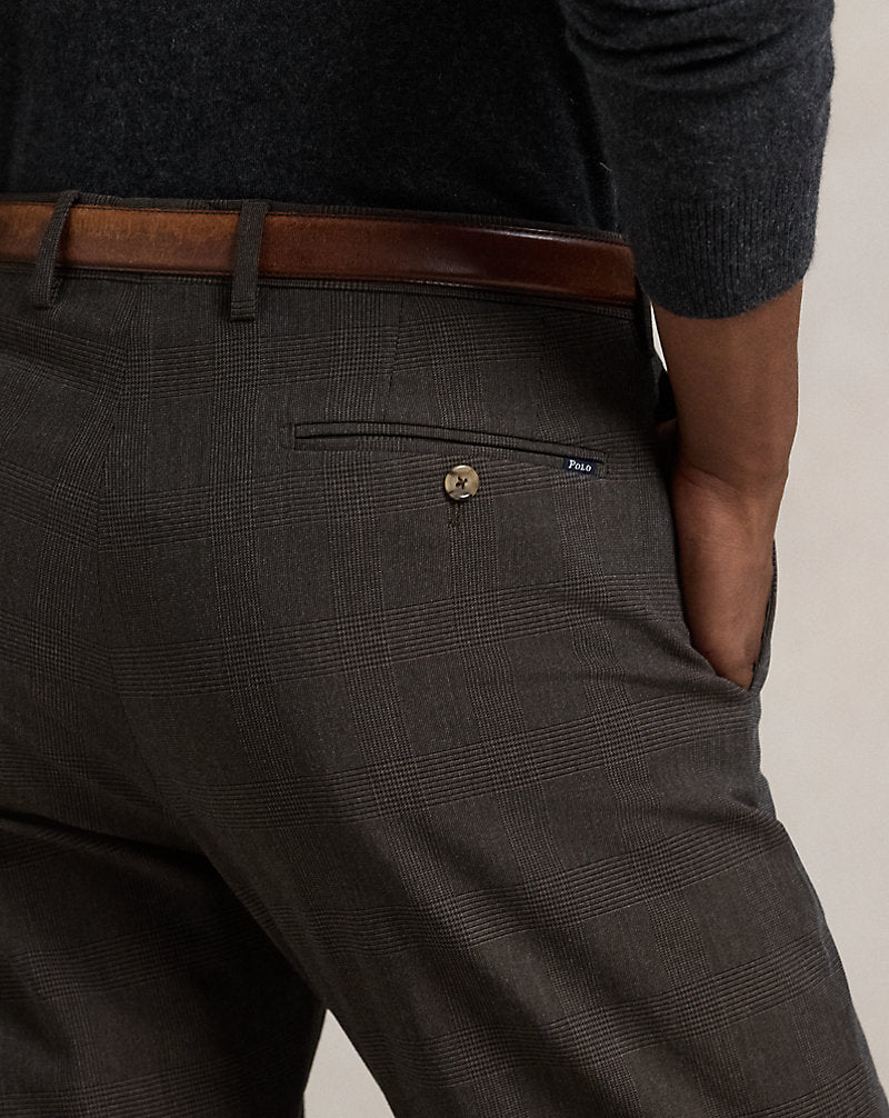 Slim Fit Performance Twill Trouser Brown Glen Plaid