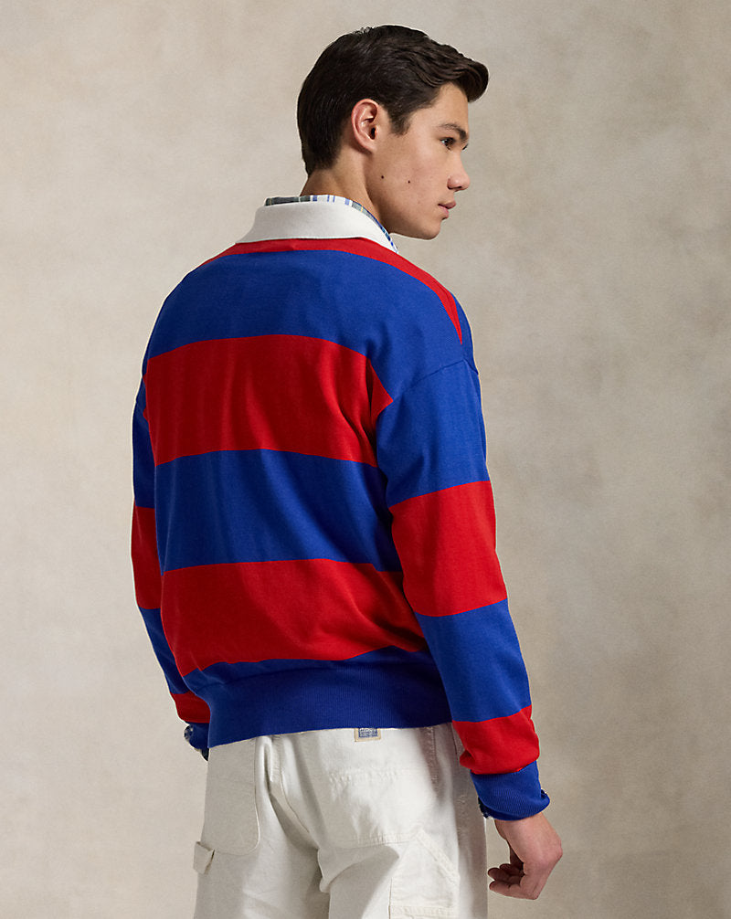 Striped Cotton Rugby Jumper Blue Red Combo