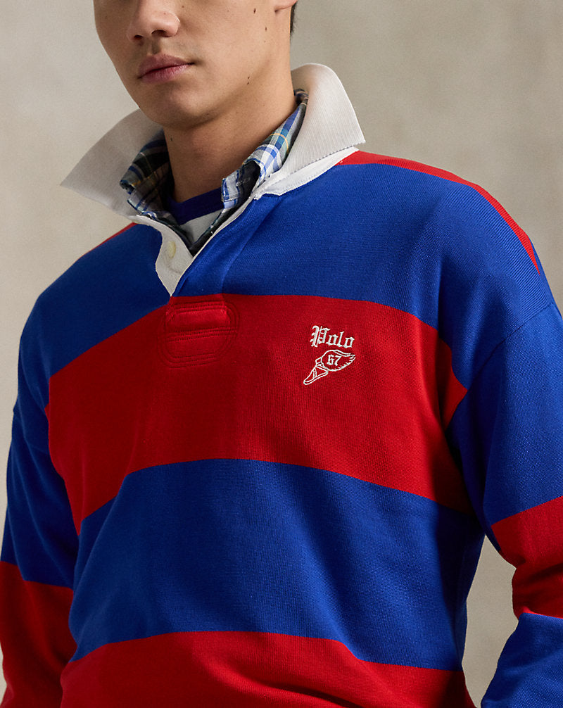Striped Cotton Rugby Jumper Blue Red Combo