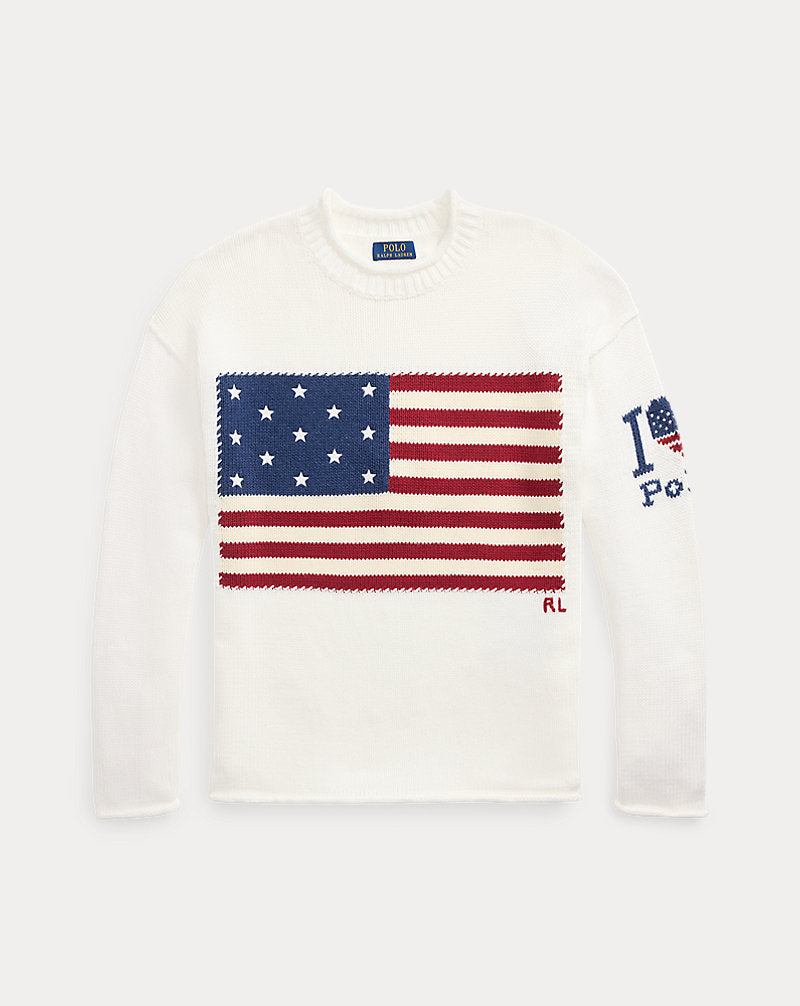 The I Heart Polo Flag Jumper Deckwash White