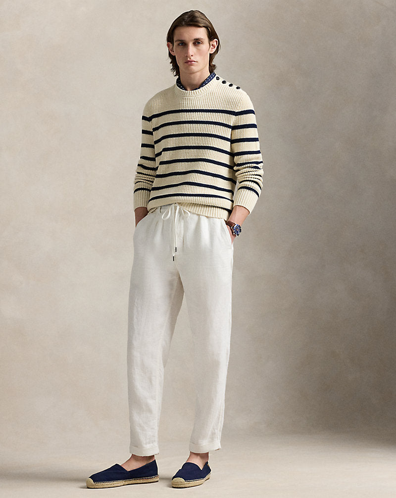 Striped Cotton-Linen Jumper Cream Combo