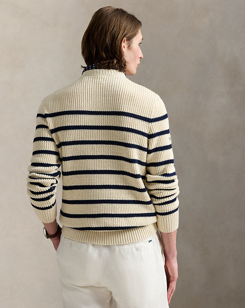 Striped Cotton-Linen Jumper Cream Combo