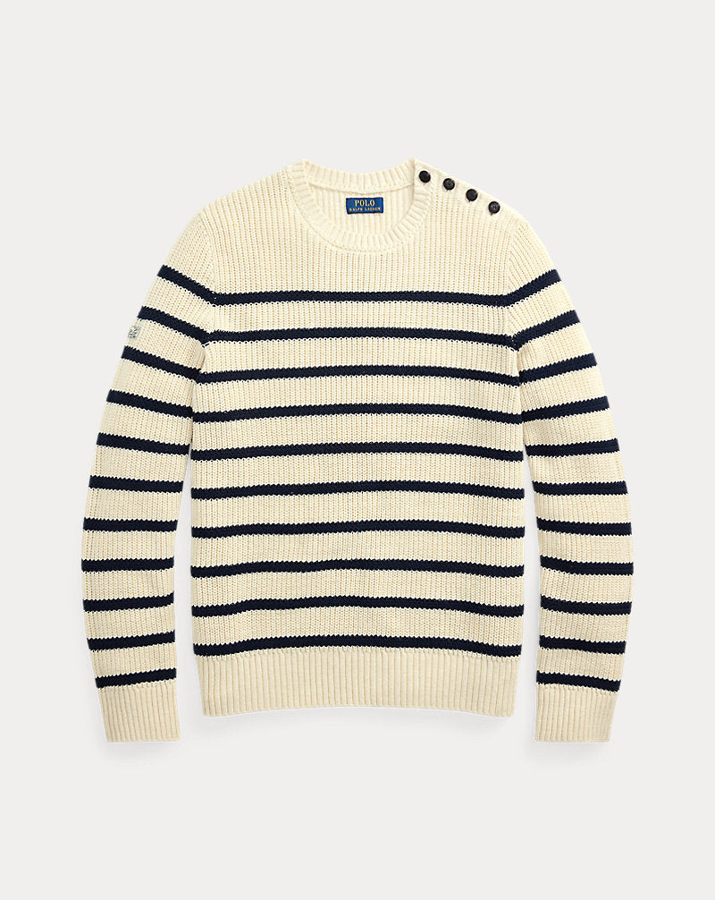 Striped Cotton-Linen Jumper Cream Combo