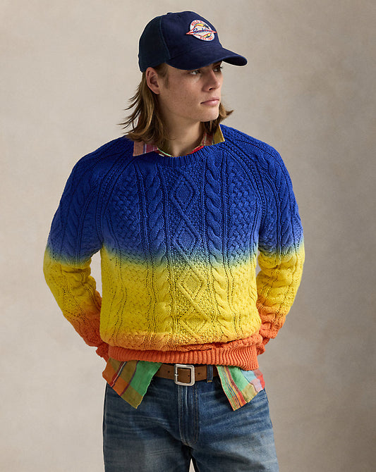 Dip-Dyed Aran-Knit Cotton Jumper Dip Dye Multi