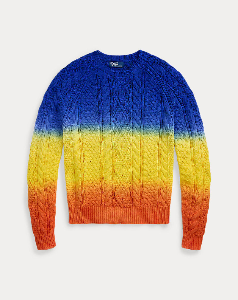 Dip-Dyed Aran-Knit Cotton Jumper Dip Dye Multi