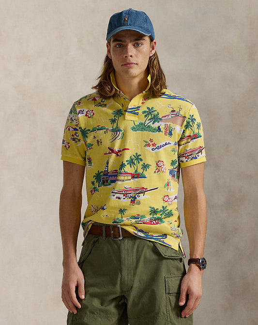 Custom Slim Polo Bear Mesh Polo Shirt On Holiday Bear Yellow