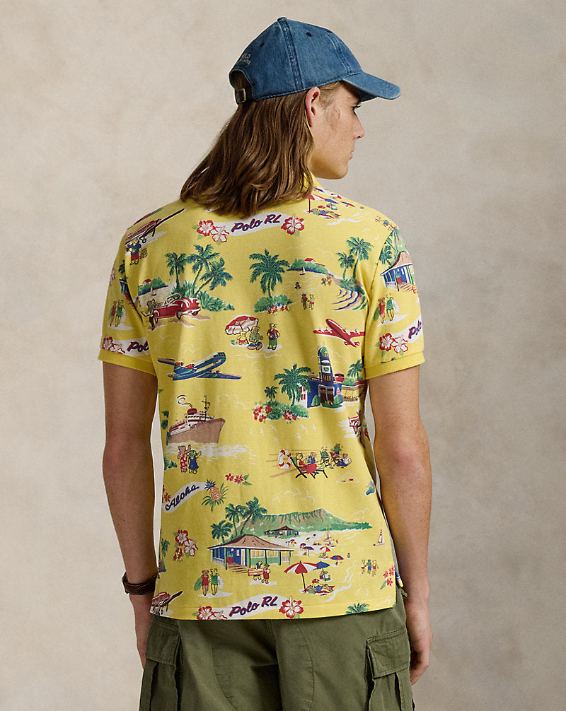 Custom Slim Polo Bear Mesh Polo Shirt On Holiday Bear Yellow