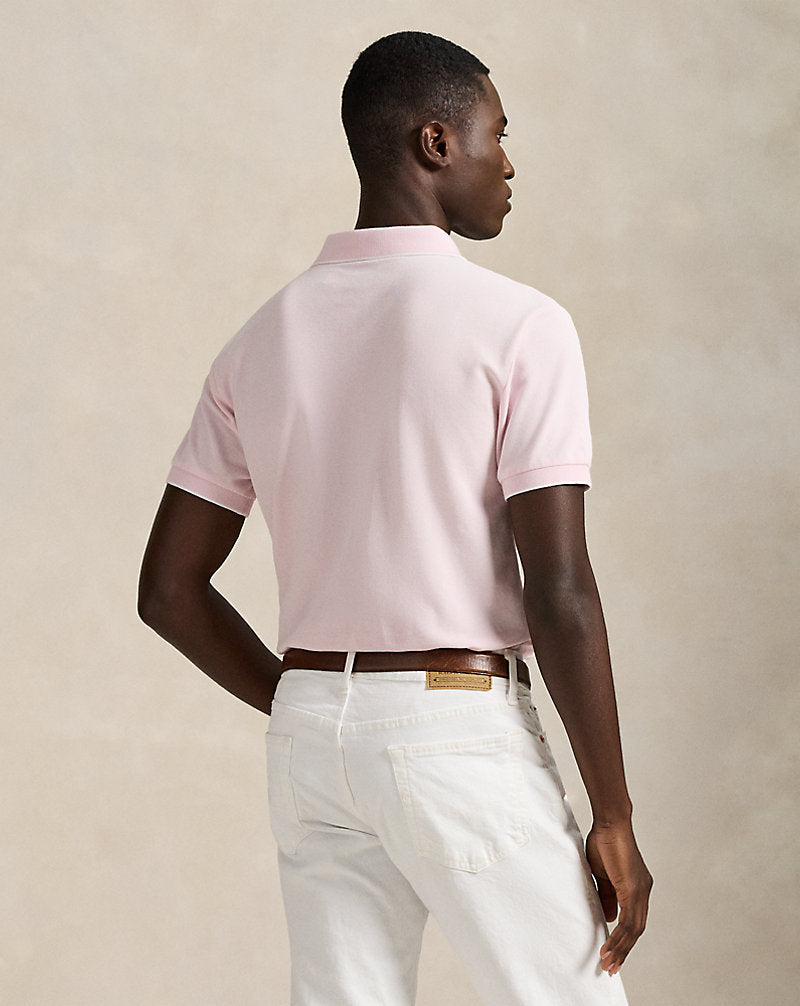 Custom Slim Fit Stretch Oxford Mesh Polo Garden Pink/White