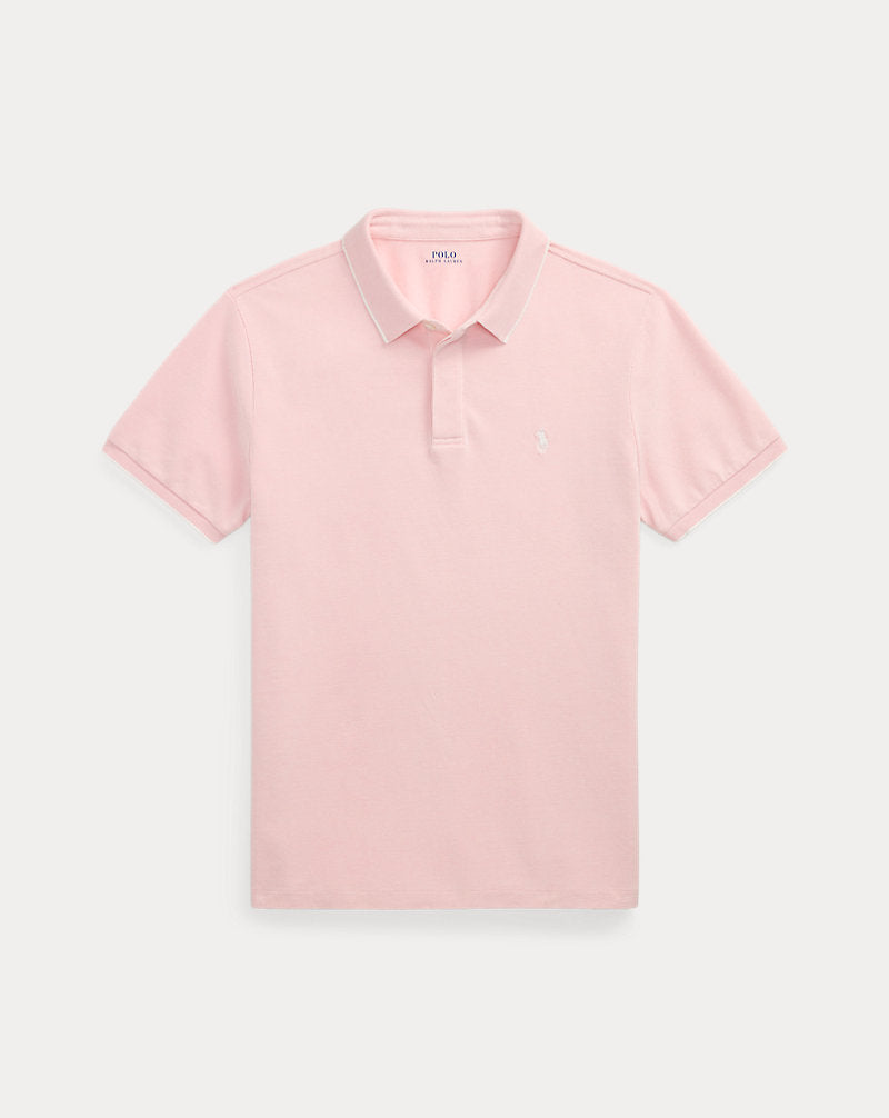 Custom Slim Fit Stretch Oxford Mesh Polo Garden Pink/White