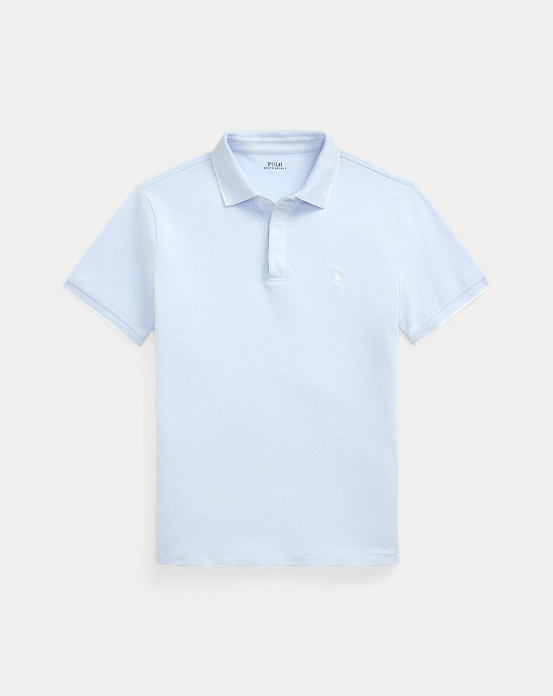 Custom Slim Fit Stretch Oxford Mesh Polo Office Blue/White