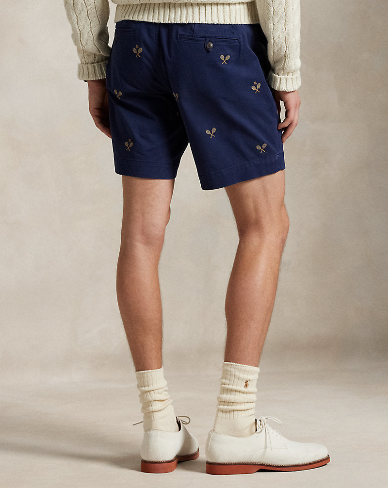 20.5 cm Straight Embroidered Chino Short Newport Navy