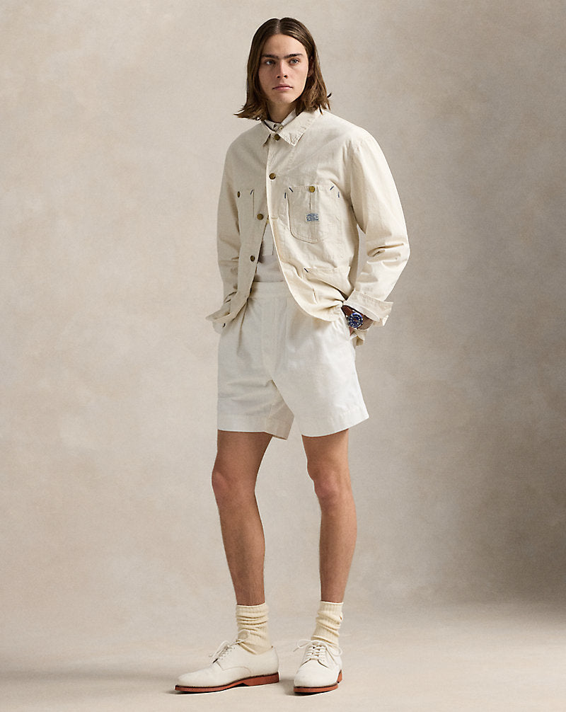 18 cm Relaxed Fit Pleated Twill Short Deckwash White