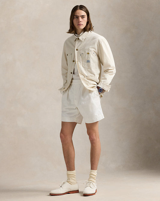 18 cm Relaxed Fit Pleated Twill Short Deckwash White