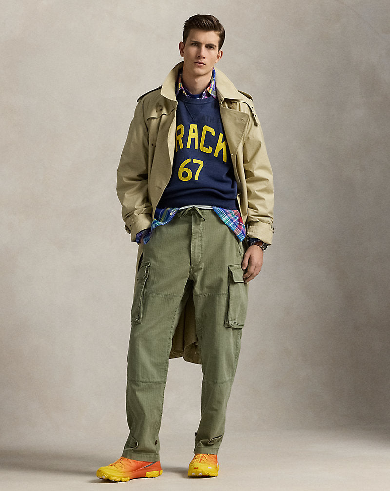 Relaxed Fit Herringbone Twill Cargo Trou Mountain Green