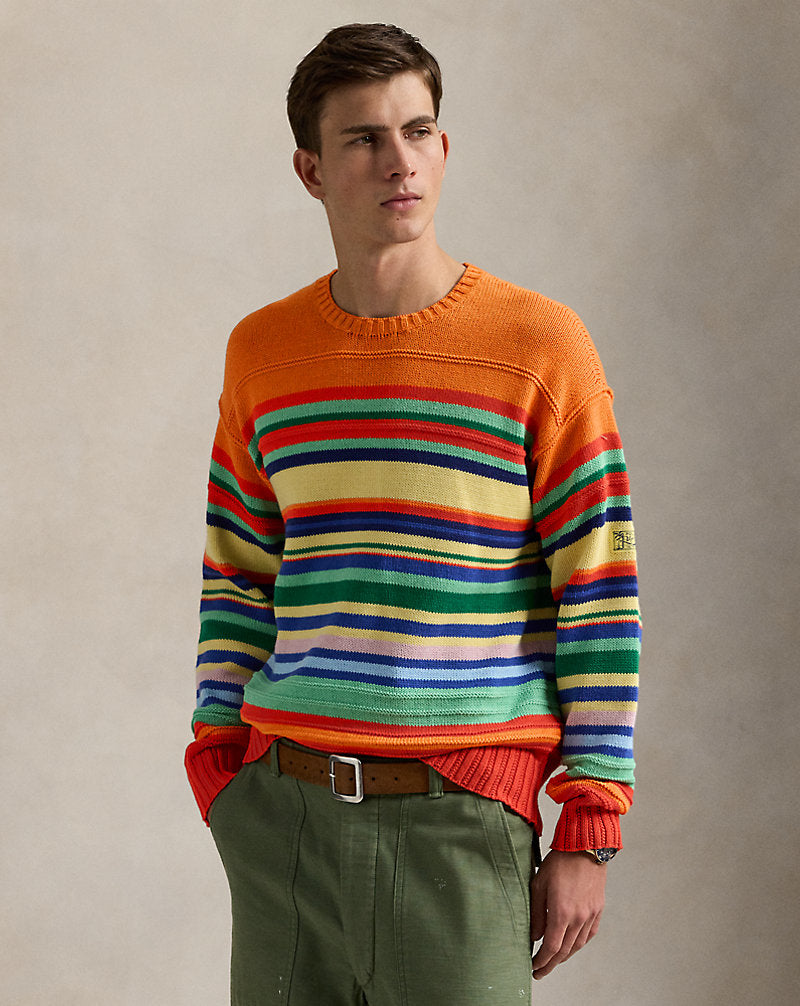 Striped Cotton-Blend Jumper Orange Combo
