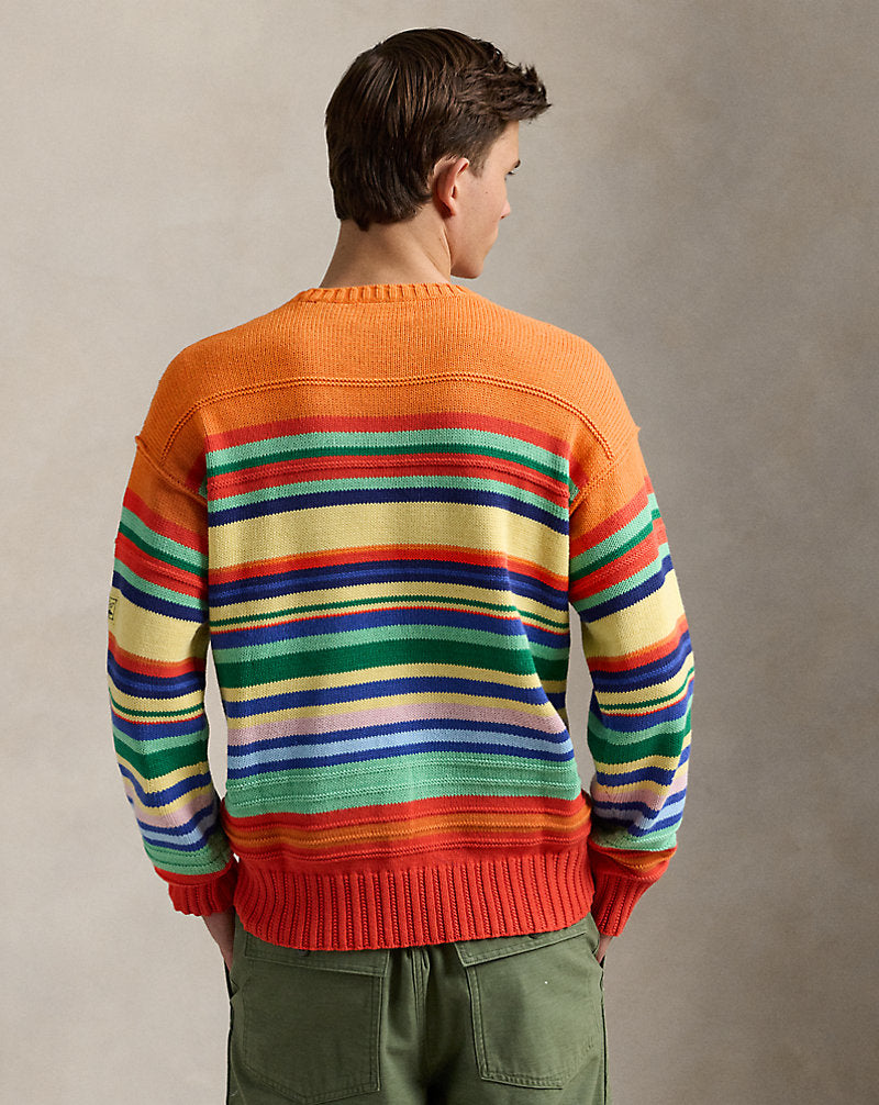 Striped Cotton-Blend Jumper Orange Combo