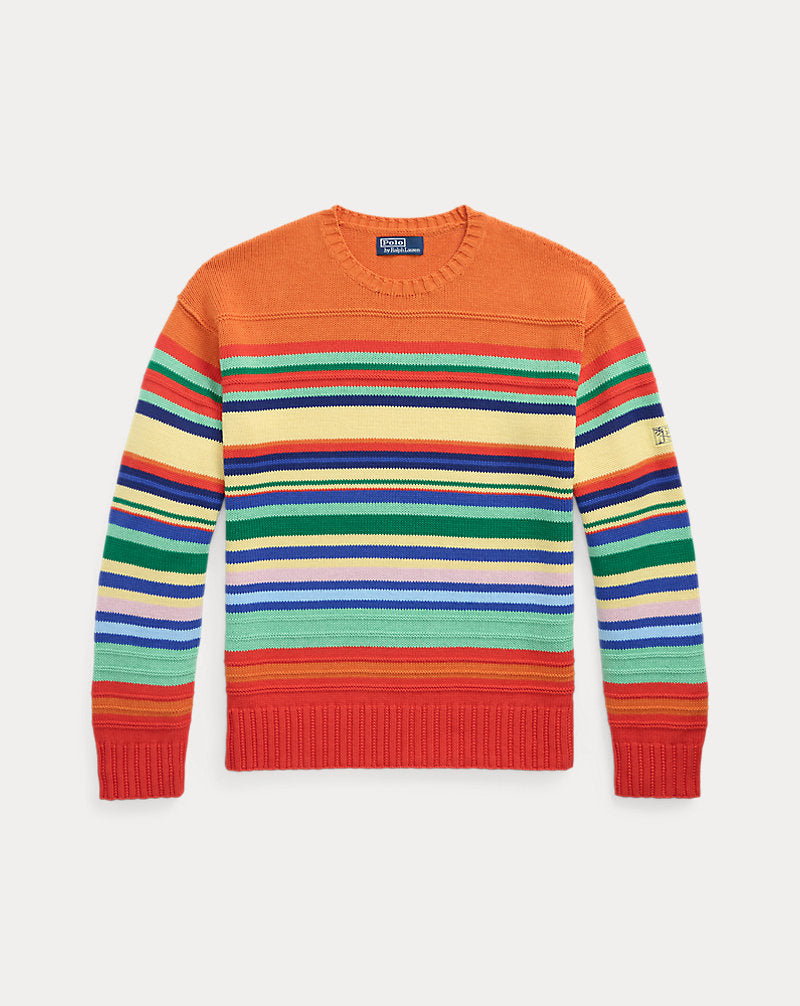 Striped Cotton-Blend Jumper Orange Combo