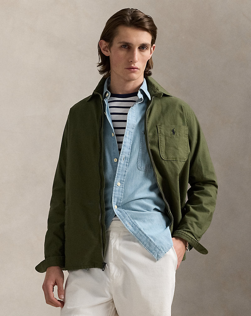 Garment-Dyed Oxford Overshirt New Olive