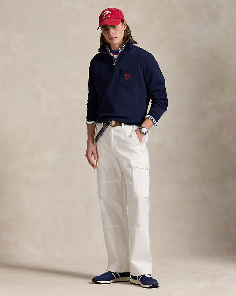 Double-Knit Mesh Collared Sweatshirt Cruise Navy Multi