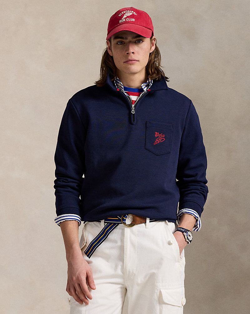 Double-Knit Mesh Collared Sweatshirt Cruise Navy Multi