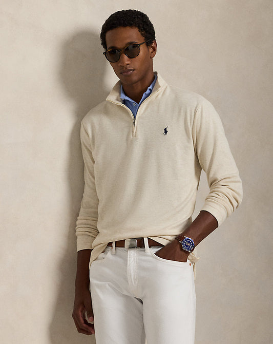 Jacquard Quarter-Zip Pullover Chalk Heather