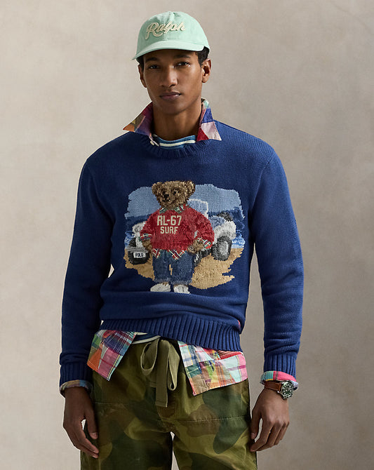 Polo Bear Cotton Jumper Light Navy
