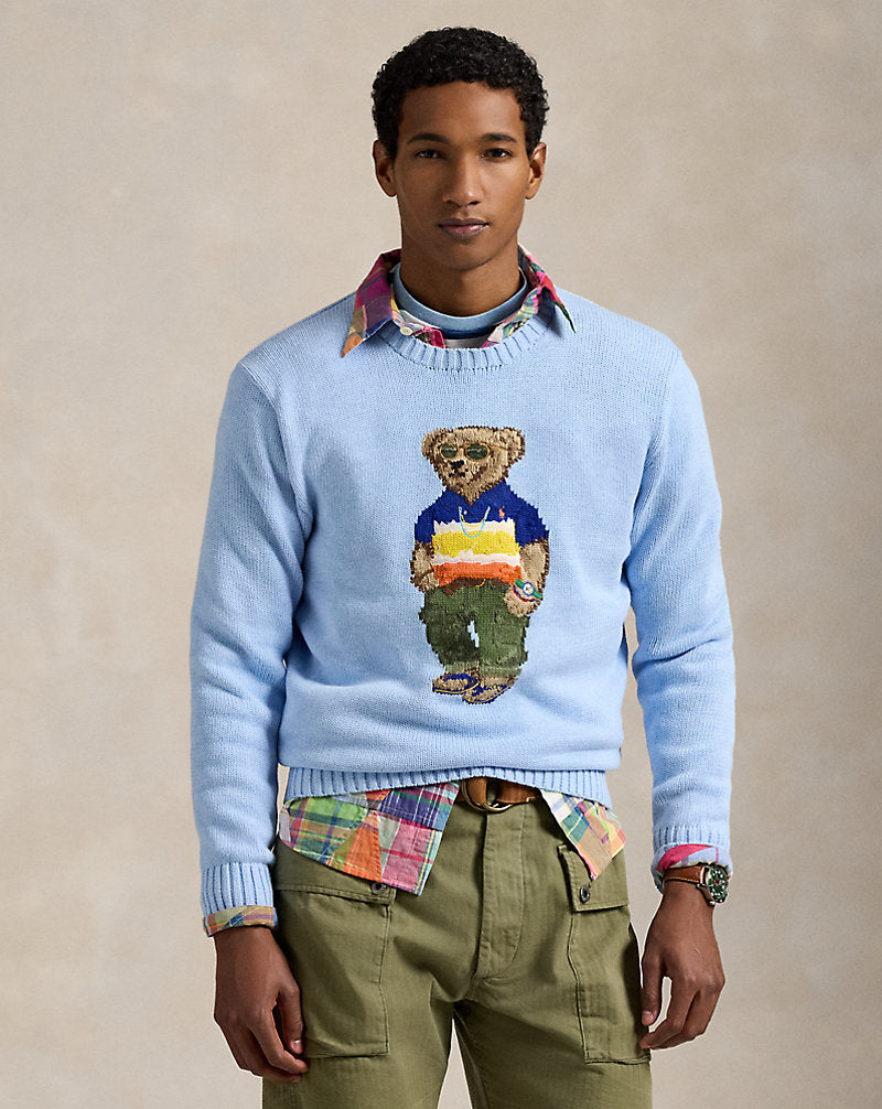 Polo Bear Cotton Jumper Ocean Pearl Blue