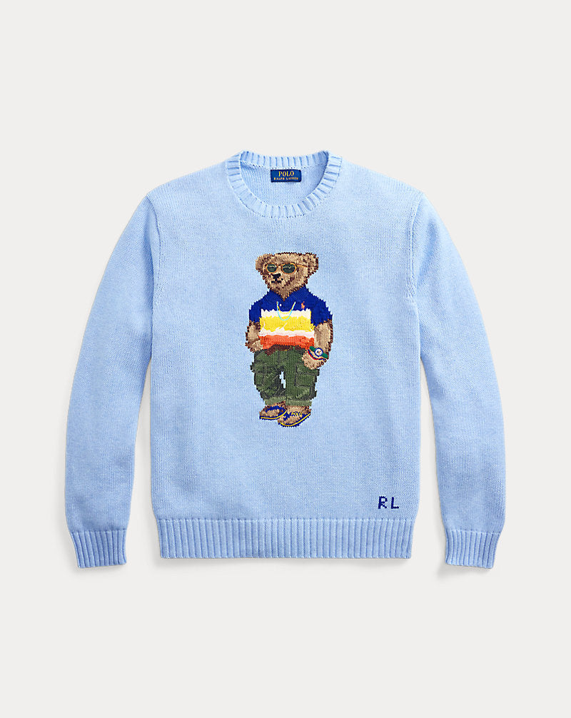 Polo Bear Cotton Jumper Ocean Pearl Blue