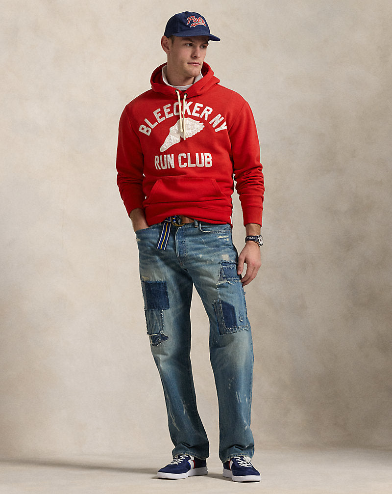 Slub Fleece Graphic Hoodie Red