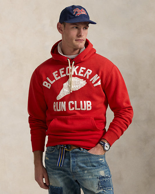 Slub Fleece Graphic Hoodie Red