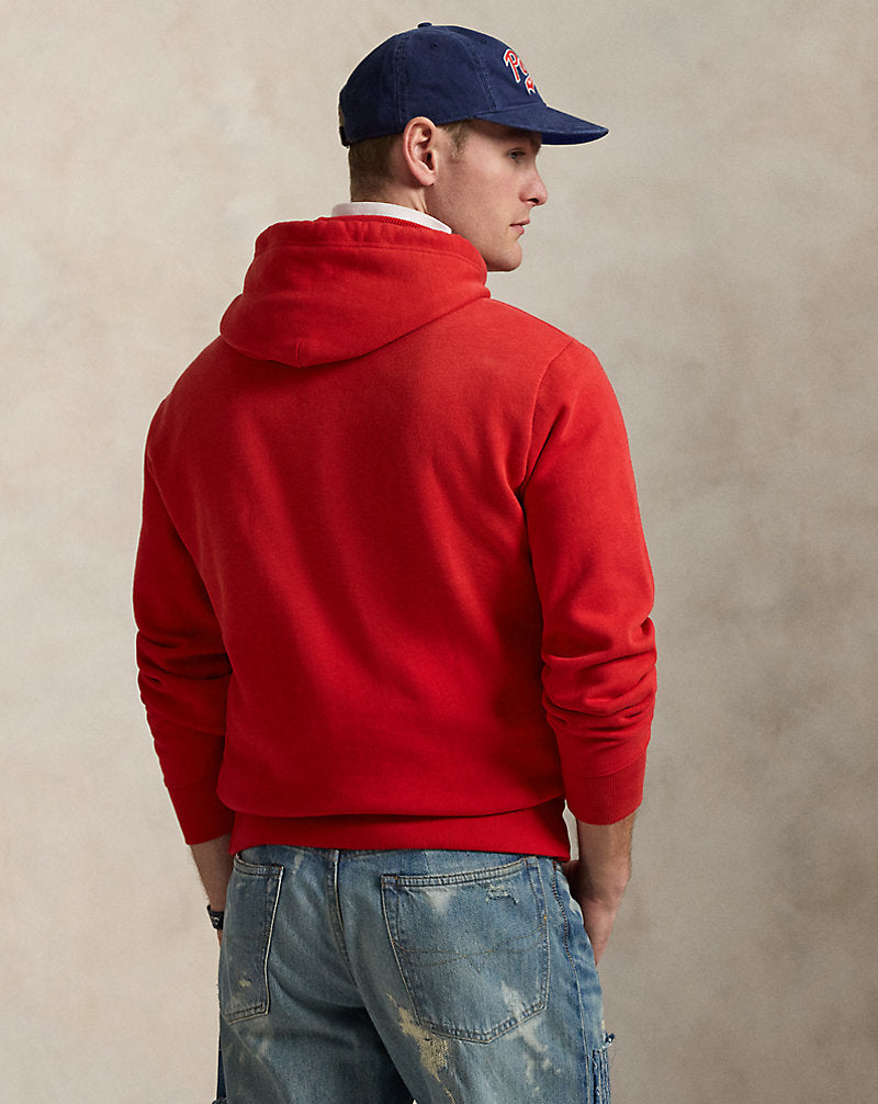 Slub Fleece Graphic Hoodie Red
