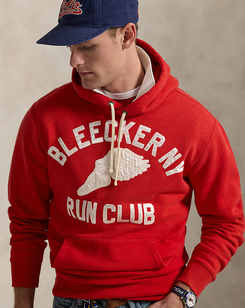 Slub Fleece Graphic Hoodie Red