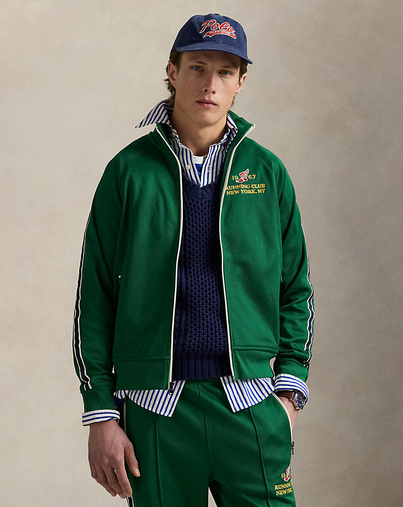 Embroidered Plaited Tricot Track Jacket Tennis Green