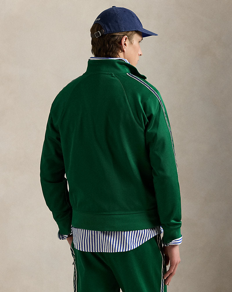 Embroidered Plaited Tricot Track Jacket Tennis Green