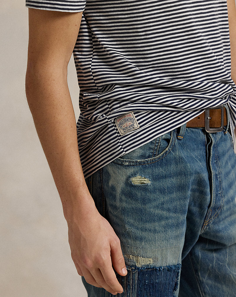 Classic Fit Striped Gauze Jersey T-Shirt Newport Navy/Nevis