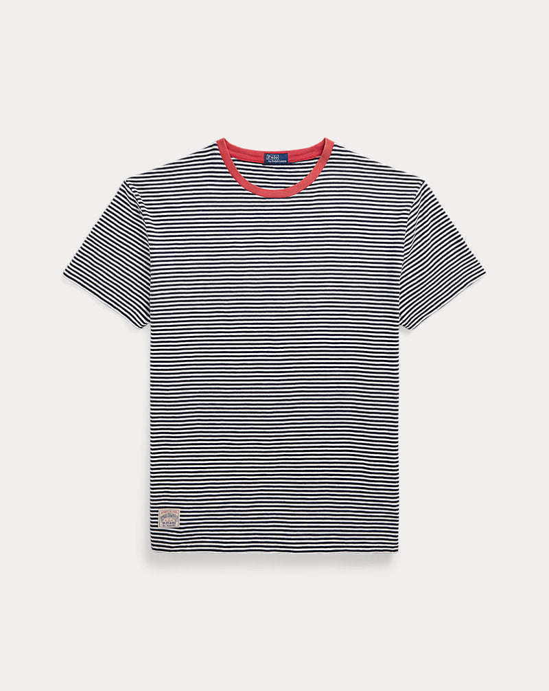 Classic Fit Striped Gauze Jersey T-Shirt Newport Navy/Nevis